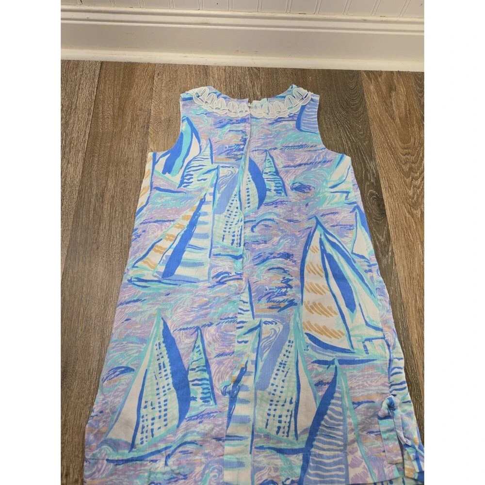 Lilly Pulitzer Girls Classic Shift Dress Girls 8 Aboat Time Purple Sail Boats